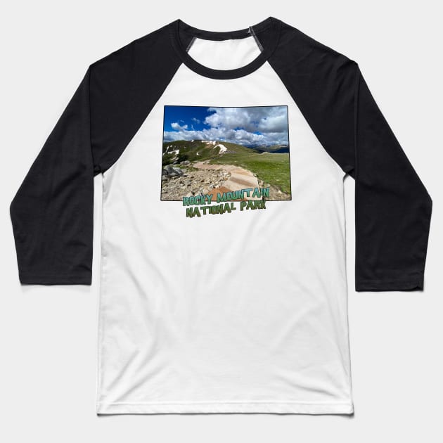 Colorado State Outline (Rocky Mountain National Park) Baseball T-Shirt by gorff